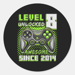 8 Unlocked Awesome 2014 Video Game 8th Birthday 4 Classic Round Sticker