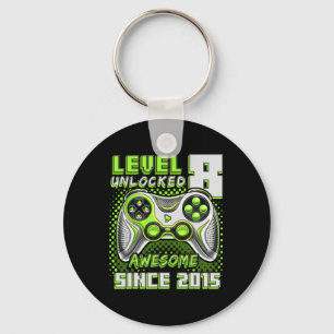 8 Unlocked Awesome 2015 Video Game 8th Birthday Bo Keychain