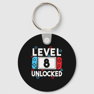 8 Unlocked Gamer 8th Birthday Video Game Boys 1  Keychain