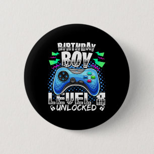 8 Unlocked Video Game 8th Birthday Gamer Gift Boys 2 Inch Round Button