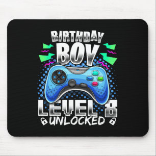 8 Unlocked Video Game 8th Birthday Gamer Gift Boys Mouse Pad