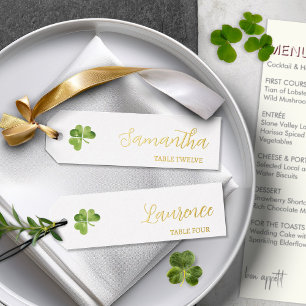 8 Wedding Guest Gold Foil Green Shamrock Name Tags Foil Holiday Card