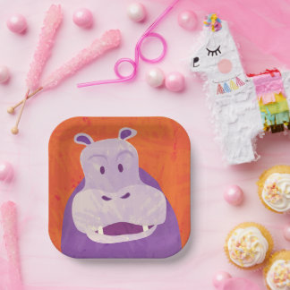 8 Whimsical Hippo Paper Plate For Parties