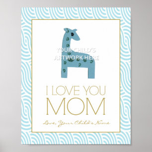 8"x10" Wavy Aqua I Love Mom Print