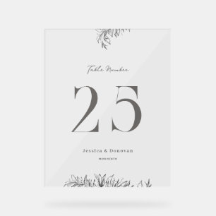 8 x 10 Botanical Wedding Table Number Acrylic Sign