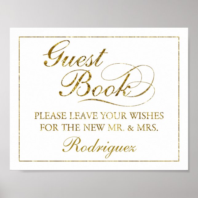 8" x 10" Gold Foil Guest Book Wedding Sign (Front)