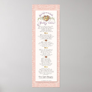 8 x 24 Build a Healthy Child Blush Damask Pattern Poster