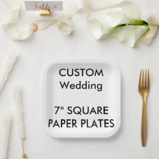 8 x Custom Wedding Square Paper Plates 7"