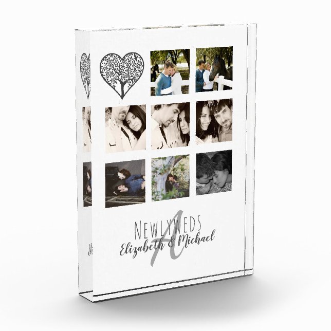 8 x PHOTO COLLAGE Newlyweds Personalized WEDDING Block (Left)