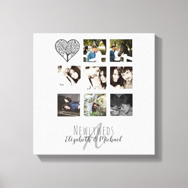 8 x PHOTO COLLAGE Newlyweds Personalized WEDDING Canvas Print (Front)