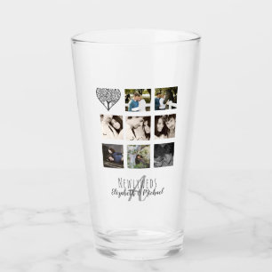 8 x PHOTO COLLAGE Newlyweds Personalized WEDDING Glass