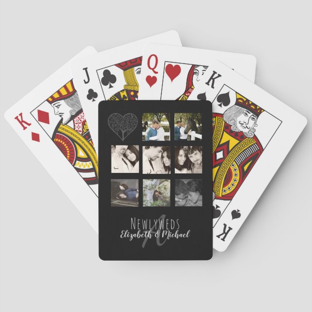 8 x PHOTO COLLAGE Newlyweds Personalized WEDDING Playing Cards (Back)