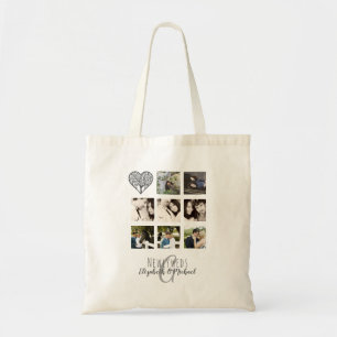 8 x PHOTO COLLAGE Newlyweds Personalized WEDDING Tote Bag