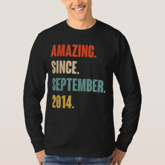 8 Year Old 8th Birthday Amazing Since September 2 T-Shirt