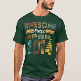 8 Year Old Awesome Since April 2014 8th Birthday  T-Shirt