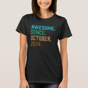 8 Year Old  Awesome Since October 2014 8th Birthda T-Shirt