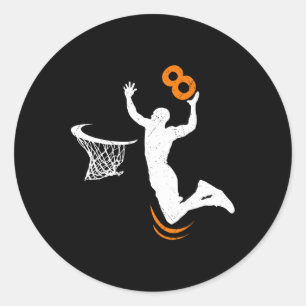 8 Year Old Basketball Dunk 8th Birthday Party Boys Classic Round Sticker