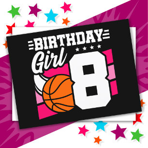 8 Year Old Basketball Party 8th Birthday Girl Postcard