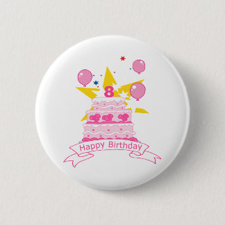 8 Year Old Birthday Cake 2 Inch Round Button