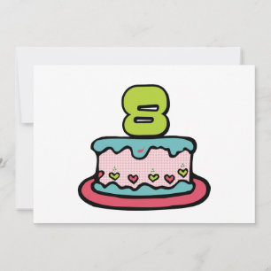 8 Year Old Birthday Cake Card