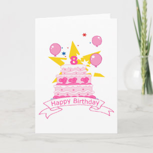 8 Year Old Birthday Cake Card