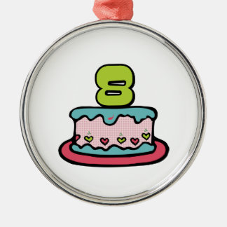 8 Year Old Birthday Cake Metal Ornament