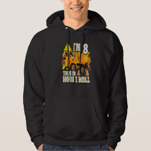 8 Year Old Birthday Concrete Mixer Truck Hoodie