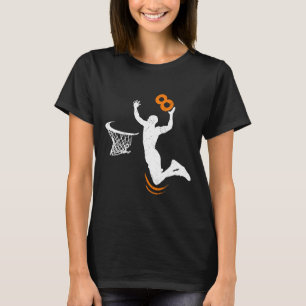 8 Year Old Bysketbyll Dunk 8th Birthday Party Boys T-Shirt