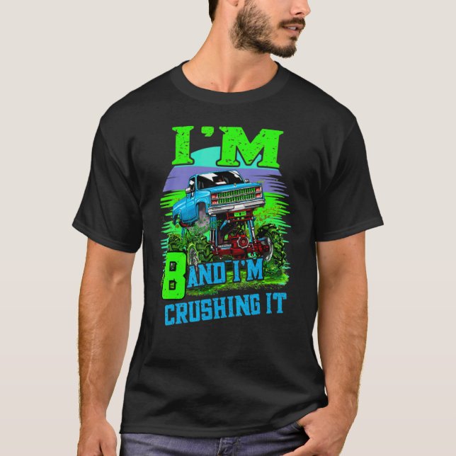 8 Year Old Crushing It Monster Truck 8th Birthday T-Shirt (Front)
