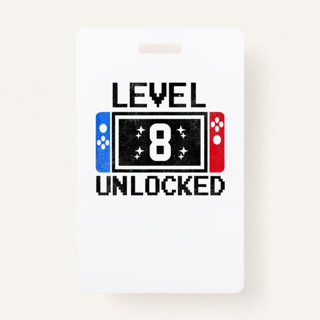 8 Year Old Gifts Level 8th Birthday Boy Video Game Badge (Front)