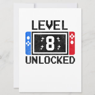 8 Year Old Gifts Level 8th Birthday Boy Video Game Card