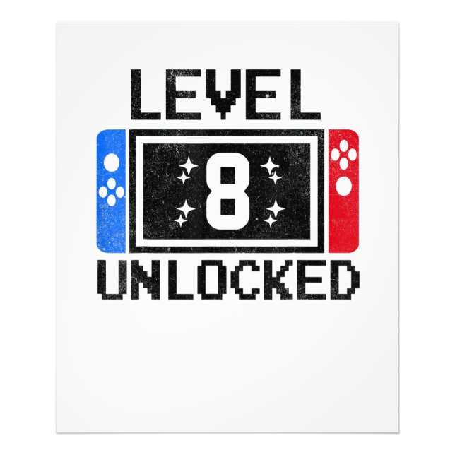 8 Year Old Gifts Level 8th Birthday Boy Video Game Photo Print (Front)
