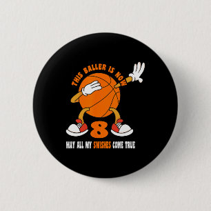 8 Year Old Happy 8th Birthday Basketball 8th Birth 2 Inch Round Button
