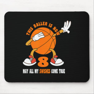 8 Year Old Happy 8th Birthday Basketball 8th Birth Mouse Pad