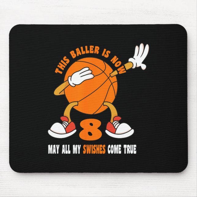 8 Year Old Happy 8th Birthday Basketball 8th Birth Mouse Pad (Front)
