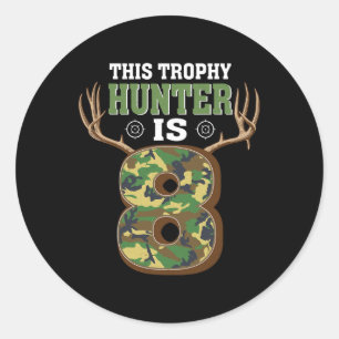 8 Year Old Hunting 8th Birthday Party Deer Hunter Classic Round Sticker