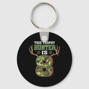 8 Year Old Hunting 8th Birthday Party Deer Hunter  Keychain