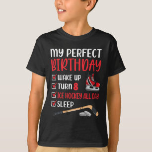 8 Year Old Ice Hockey Birthday Party 8th Boy Bday  T-Shirt