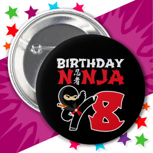 8 Year Old Karate Ninja Party Kids 8th Birthday 2 Inch Round Button