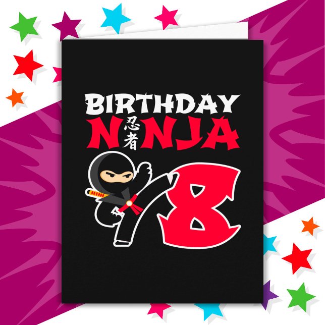 8 Year Old Karate Ninja Party Kids 8th Birthday Card (Creator Uploaded)
