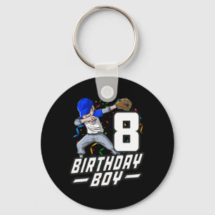 8 Year Old Kids Boys 8th Birthday Baseball Dabbing Keychain