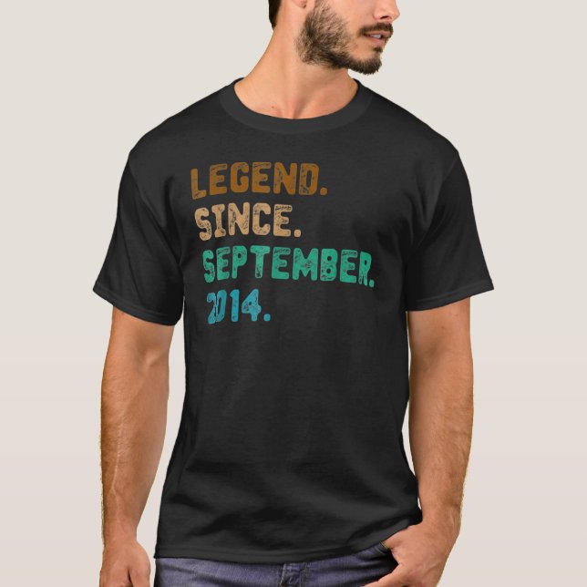 8 Year Old  Legend Since September 2014 8th Birthd T-Shirt (Front)