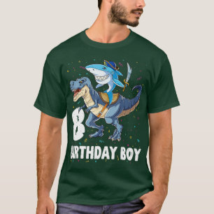 8 year old Shirt 8th Birthday Boy Shark Dinosaur