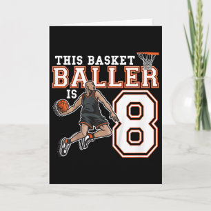 8 Year Old Sketll Birthday Party Hoops Player 8th  Card