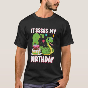 8 Year Old Snake 8th Birthday Python Party Kids T-Shirt