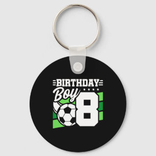8 Year Old Soccer Football Party 8th Birthday Boy Keychain