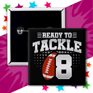 8 Year Old Tackle Football Party Kids 8th Birthday 2 Inch Square Button