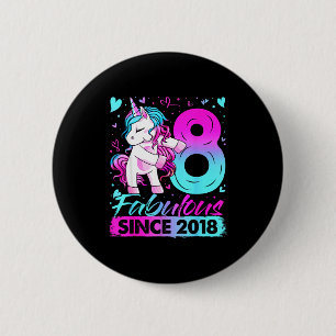 8 Year Old Unicorn For Girls 8th Birthday Girl Par 2 Inch Round Button