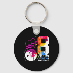 8 Years Of Being Awesome Bowling 8th Birthday Keychain