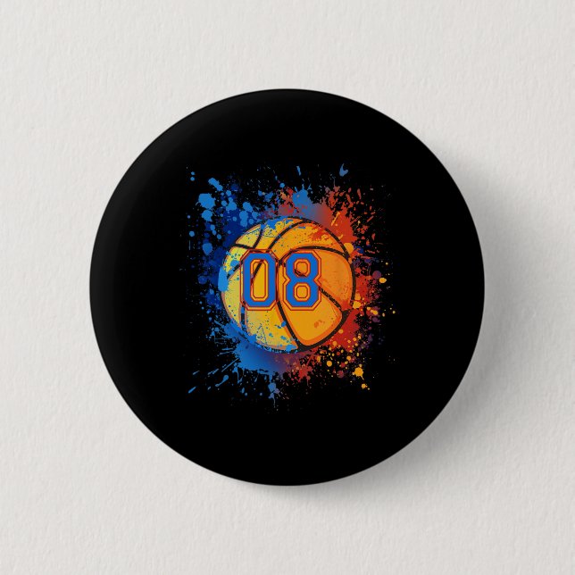 8 Years Old 8th Birthday Basketball Gift For Boys  2 Inch Round Button (Front)